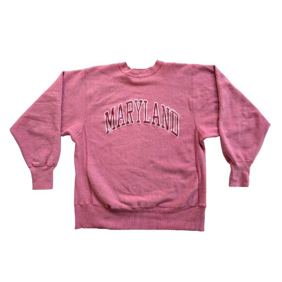 Vintage Maryland Champion Reverse Weave Sweatshirt Womens Large Pink 90s - Picture 1 of 8